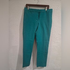 Ann Taylor Loft Midrise Ankle Pants Women's Teal Green Stretch Casual, Size 8 T